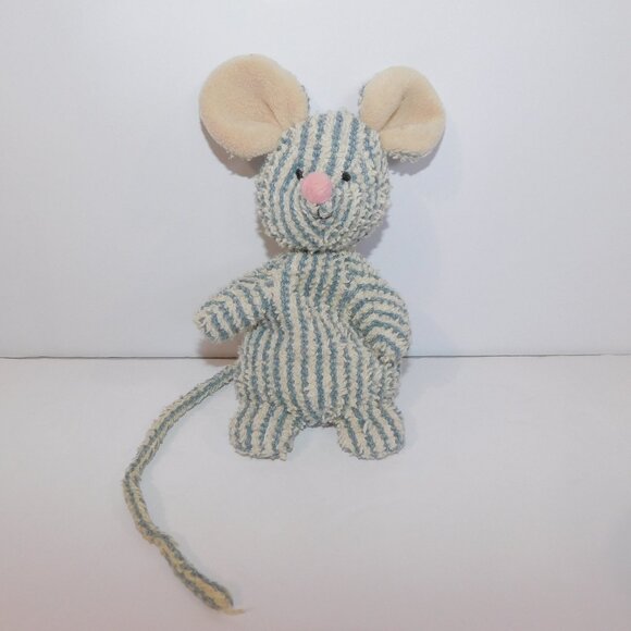 Russ Home Buddies Grey White Striped Terry Cloth SNIFFY Mouse Plush Bean Bag 7" - Picture 1 of 5